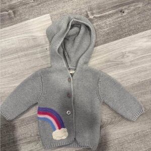 Hatley Gray Cardigan with Rainbow Embroidery